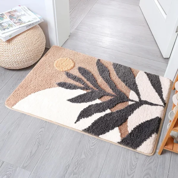 Leaves Flocking Bath Mat Non-slip Absorbent Microfiber Bathroom Rug Home Entrance Door Mat Super Soft Gift Bathmats Carpet