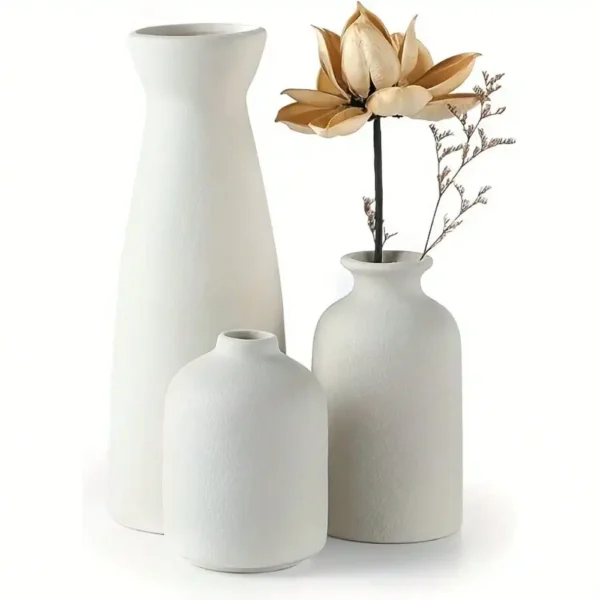 Elegant 3-Piece Bohemian Ceramic Vase Set for Chic Interiors