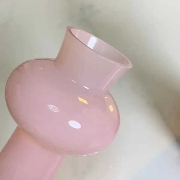 Elegant Pink Vintage Glass Vase with Butterfly Orchid Design