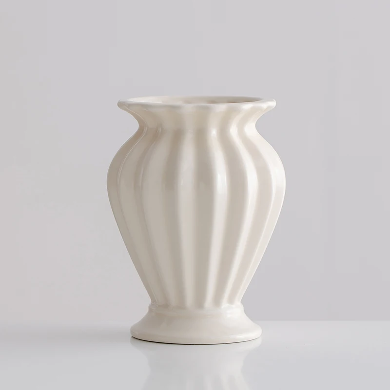 Kf-Sad495D5F21C04C3F96552Cbbc915E29Cf Sleek Minimalist Cream Flower Vase For Elegant Home Decor - Image 1