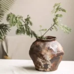 Rough Ceramic Ceramic Vase Countertop Flower Arrangement Retro Nostalgic Wabi-sabi Style Handmade B&B Hotel Ornament - Image 2