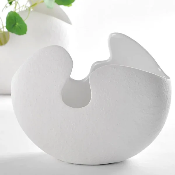 Modern White Ceramic Egg Shell Vase for Elegant Spaces