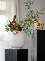 Large Size White Thi Earthenware Flower Vase Cerc Imitation Living Room Floor Standing Moon Clay Pot Vintage Flower Holder - Image 3
