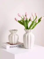 Nordic Gold-Trimmed Cream Vase: Elevate Your Decor Today! - Image 3