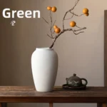 Retro Chinese Cerc Flower Vase Simple White Decorative Dry Flower Insertion No Tead Coarse Pot for Living Room