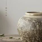 Jingdezhen Zen ornament large rough pottery jar handmade flower arrangement retro nostalgic ceramic vase - Image 4