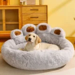 Cozy Bear Paw Pet Bed - Fluffy Comfort for All Sizes - Image 3