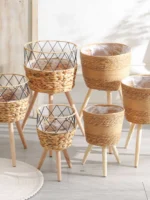 Nordic Sle Living Room Plant Gourd Flower Basket Decorative Wier Flower Pot Balcony Floor Standing Flower Ra Woven Bask... - Image 2