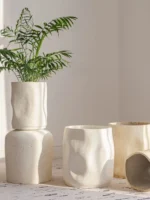 Nordic Elegance Large Bamboo Flower Pot in Durable Magnesium Clay - Image 2