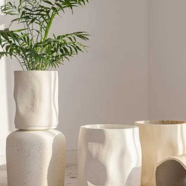 Nordic Elegance Large Bamboo Flower Pot in Durable Magnesium Clay