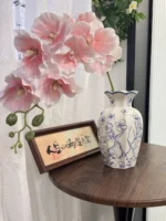 Retro Cerc Blue-and-White Porcelain Vase Floral Decorative Accories for Living Room Fre Flowers Artificial Flowers