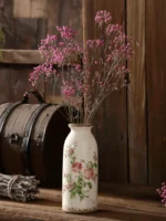 Retro Garden Pink Flower Cerc Small Diameter Vase Decorative Item Office Desktop Dining Table Creative Vintage Countryside... - Image 4