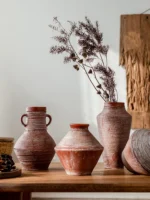 Retro Cerc Flower Vase Terracotta Pot Decorative Floral Arrangement Home Decor Large Medium Small Size Antique Sle - Image 4