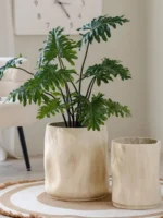 Nordic Elegance Large Bamboo Flower Pot in Durable Magnesium Clay - Image 4