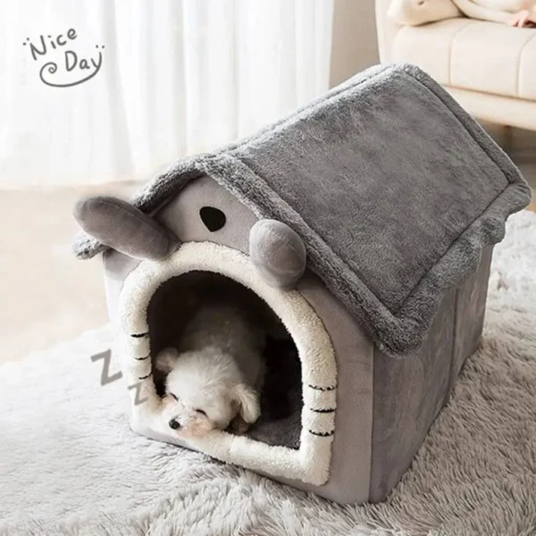 Cozy Cotton Foldable Pet Bed for Small Dogs & Cats