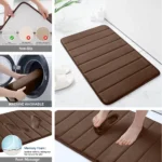 Super Absorbent Bath Mat Memory Foam Carpet Non-slip Bathroom Rug Bathtub Side Floor Rugs Shower Room Doormat Toilet Footpad - Image 5