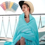 Cotton Turkish Beach Towel 100*180CM Sauna Spa Gym sports Fitness Fringed Bath Towel kitchen Soft Absorbent Quick drying towels - Image 4