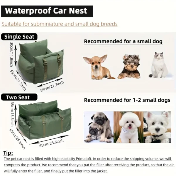 Luxury Eco-Friendly Waterproof Dog Car Seat Bed for Travel