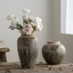 Jingdezhen Zen ornament large rough pottery jar handmade flower arrangement retro nostalgic ceramic vase - Image 3