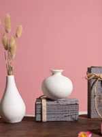 Modern mat Cerc Flower Vase White Decorative Item for Living Room Bedroom Desk Bede Home Decor Festive Decor