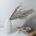 Simple ceramic vintage craft leaf shape vase three pieces rough pottery vase rustic style home decoration - Image 4