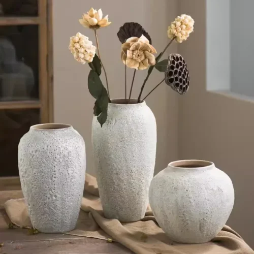 Rustic Ceramic Floor Vase for Minimalist Home Elegance