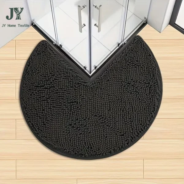 New Circular Corner Thickened Bath Mat Non-slip Water Absorbent Bathroom Carpet Solid Color L-shaped Floor Carpet Shower Rug