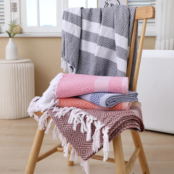 1pc Beach Towel Oversized 40x70in 100% Cotton Quick Drying Towel Extra Large Turkish Towel For Adults, Beach Accessories