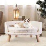Luxurious Cotton Elevated Pet Sofa Bed with Waterproof Cushion - Image 3