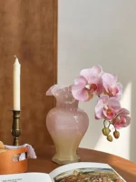 Pink Glass Flower Vase Mid-century Lacquerware Orchid Decoration Living Room New Home Decorative Ornaments Ins - Image 2