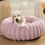 Cozy Plush Round Pet Bed for Medium Dogs & Cats - Winter Warmth - Image 3