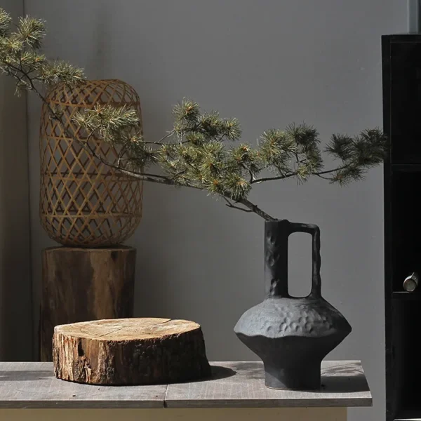 Wabi-Sabi Ceramic Floor Vase: Embrace Organic Elegance