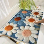 A Daisy pattern non-slip bath mat, machine washable, suitable for bathroom, bedroom, entrance - both indoor and outdoor use