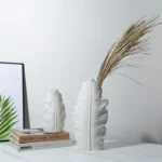 Simple ceramic vintage craft leaf shape vase three pieces rough pottery vase rustic style home decoration - Image 3