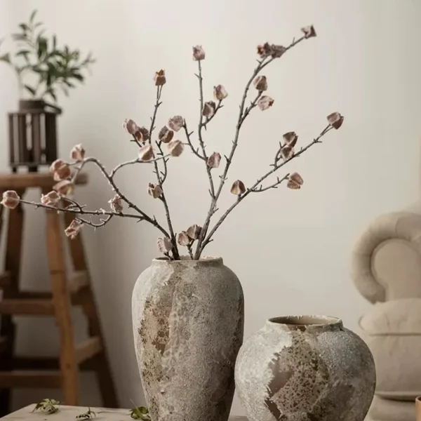 Jingdezhen mottled retro new Chinese pot wabi-sabi wind decorative ornaments entryway TV cabinet vase
