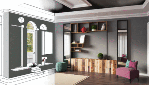 Accent Walls With Built-In Shelves