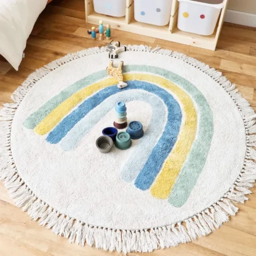 Baby Play Mat Nursery Carpet Bedroom Round Rug Cute Bedside Rugs Tassel Carpets Children Room Decor Floor Mats Ковер שָׁטִיחַ