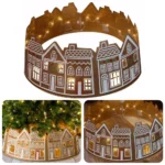 Gingerbread House Christmas Tree Collar with LED Lights