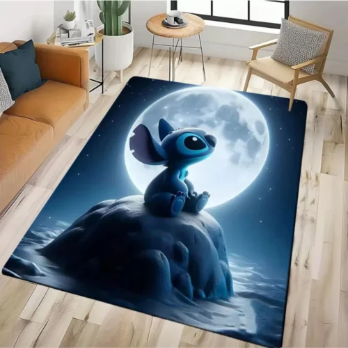 MINISO Kawaii Cartoon Stitch Carpet for Living Room Decor Sofa Rug Kid's Playroom Bedroom Bedside Crawl Play Soft Floor Mat