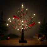 Vintage LED Cardinal Birch Tree Light for Festive Decor