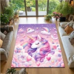 Rainbow Unicorn Carpet for Girls Bedroom Living Room Decor Sofa Rug Children's Playroom Play Mat Gifts for Girls Christmas Gift