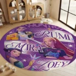 2026 New Rug Round KPOP Flannel Rug Demon-Hunters Washable And Anti-Slip Soft Rug For Kids Playroom For Girls Home Decorations
