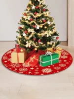 Large Christmas Tree Skirt with Snowflake Design - 35.4