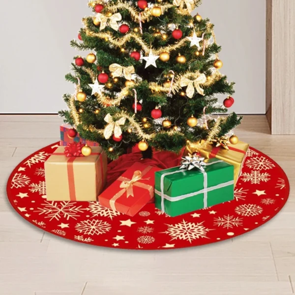 Large Christmas Tree Skirt with Snowflake Design - 35.4