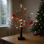 Vintage Cardinal Mini Birch Tree Light for Festive Decor