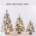 Snow-Frosted Christmas Tree Decor with LED Lights for Festive Cheer