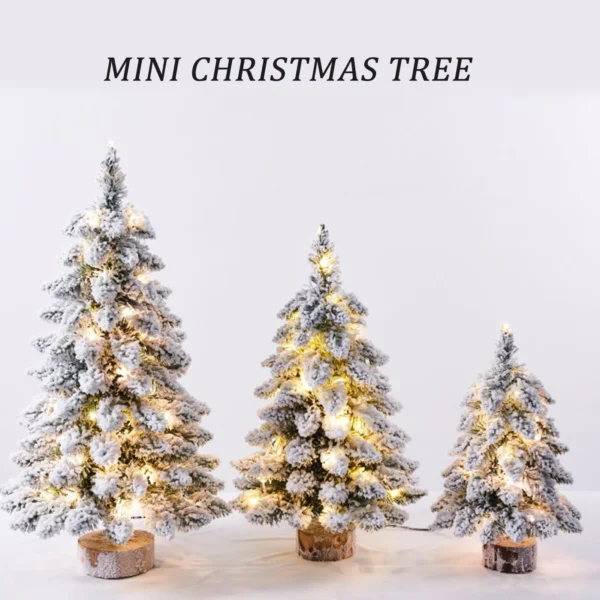 Snow-Frosted Christmas Tree Decor with LED Lights for Festive Cheer