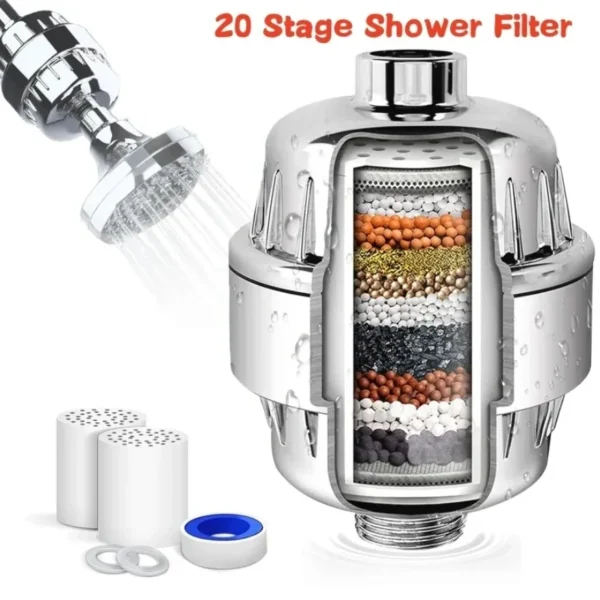 Revitalize Your Shower: 20-Stage Hard Water Filter Head