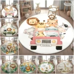 Wild Safari Animal Floor Mat Giraffe Lion Rug for Kids Room Soft Carpet Nursery Playroom Decor Jungle Theme Design Easter