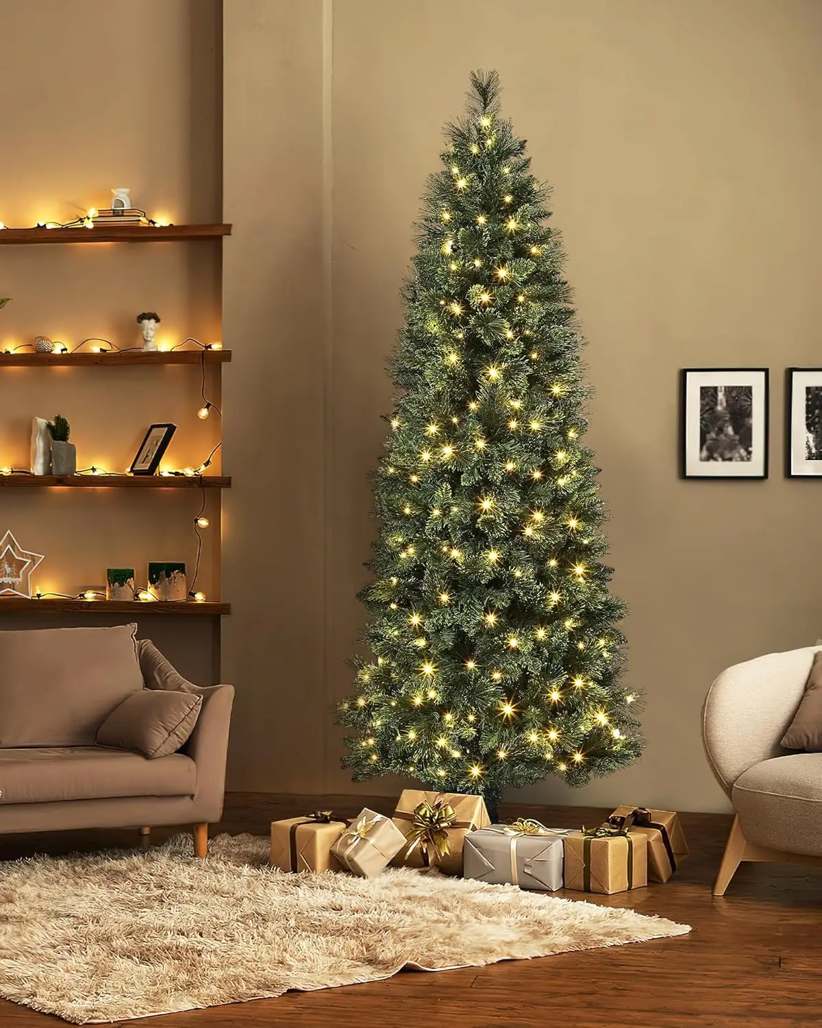 Kf-Sdfe72C10042E43F78C06F8Fc0A0B415A0 6 Ft Slim Christmas Tree - Easy Set-Up, Space-Saving Decor - Image 1